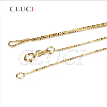 CLUCI 3stk 925 sterling sølv og forgyldt BOX Chain Halskæde Kvinder/Mænd Tynde Kæder, vedhæng til halskæde gøre SN026SB-1 151