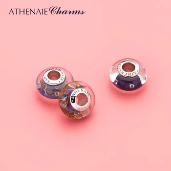 ATHENAIE Ægte 925 Sølv Kerne, Guld Shell Charms Murano Glas Perler Passer til Alle Europæiske Armbånd Stor Gave Til Kvinder DIY Gaver 154