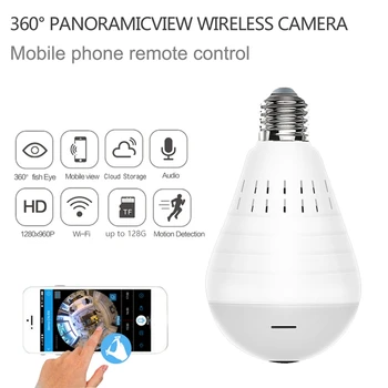 LED Lys 960P Wifi Kamera Smart 360 degreePanoramic Sikkerhed i Hjemmet Trådløst CCTV To-Vejs o Fiskeøje Pære Kamera