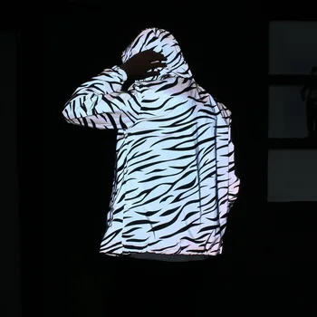 Tidevandet Hættetrøjer Mænd 3M reflekterende hiphop jakke vindjakke Vandtæt sportslige kvinder elskere hætteklædte frakker fluorescerende Sweatshirts 1000