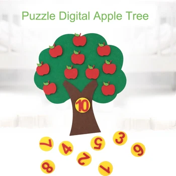 Barn Legetøj, Montessori Apple Tree-Puzzle 1-10 Håndlavet DIY Matematik Toy Kreative Træ Match Digital Undervisning Fødselsdag Gave Til Kid