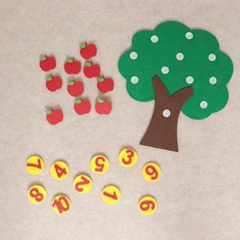 Barn Legetøj, Montessori Apple Tree-Puzzle 1-10 Håndlavet DIY Matematik Toy Kreative Træ Match Digital Undervisning Fødselsdag Gave Til Kid