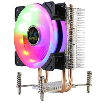 LANSHUO CPU Køler RGB CPU Køler 2 Heat-Pipes Ultra Stille Køler Blæser til LGA 2011 og X79 X99 X299 (4Pin Enkelt Fan)
