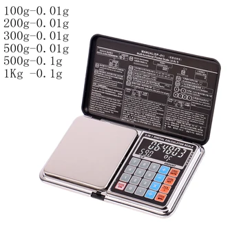 Multifunktions-Beregningen Skala Mini-LCD-Digital Lomme Skala 100/200/300/500/1000g på 0,01/0,1 g Smykker Skalaer Vægt Balance