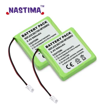 NASTIMA 2Pack 2.4 V 600mAh NiMH-Telefon Batteri til Medion MD81877, Slank DECT 500, TeXet DECT-TX-D7400 Trådløse Telefon