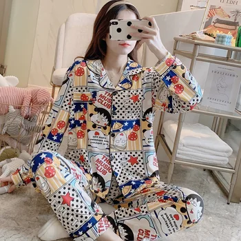 Koreanske Version af Mælk Silke langærmet Pyjamas Mindre Damer Ren Sød Ananas Trykt Hjem Tøj Sæt Nattøj
