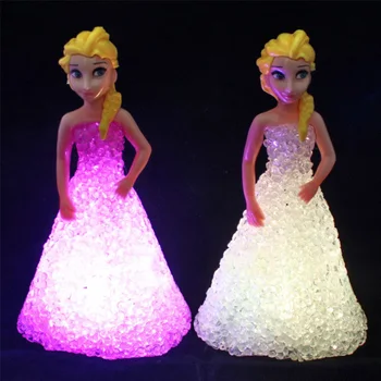 1 STK Kids Legetøj Elsa Anna Sofia LED Farverige Lys gradient krystal Nat Lys Led Lampe, batteri prinsesse jul ferie gave