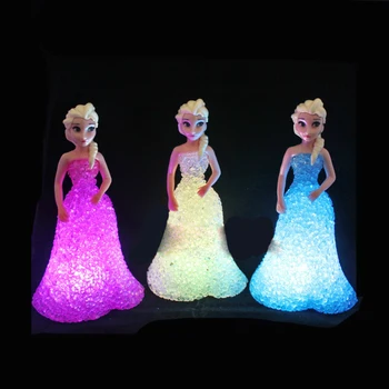 1 STK Kids Legetøj Elsa Anna Sofia LED Farverige Lys gradient krystal Nat Lys Led Lampe, batteri prinsesse jul ferie gave