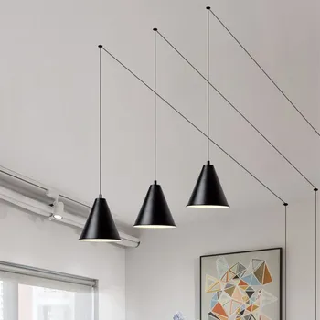 Moderne LED geometriske pendel line sort vedhæng lys væg hanglamp Skandinaviske kreative kunst suspension lamper