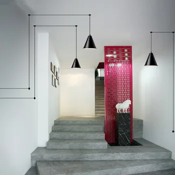 Moderne LED geometriske pendel line sort vedhæng lys væg hanglamp Skandinaviske kreative kunst suspension lamper
