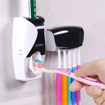 Automatisk Tandpasta Dispenser Tandbørsteholder Storage Rack Vægophæng Indehaveren Badeværelse Tilbehør Tandpasta Squeezer Sæt