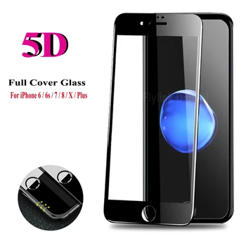 5D Hærdet Glas Til iPhone 6 6S Fuld Dækning Kant Skærm Protektor Anti-Shatter Film Til iPhone 6 6s 7 8 Plus Beskyttelse Glas