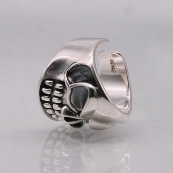 SOQMO Ægte 925 Sterling Sølv Vintage Kraniet Åbne Ringe til Mænd Gave Thai Sølv Smykker Punk Cool Ring Anillo SQM186