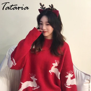Tataria Kvinder er Jul, Trøjer Pullover, Efterår og Vinter Kvinder Basic Pullover Mænds Varme Trøjer til Kvinder Strikket Sweater
