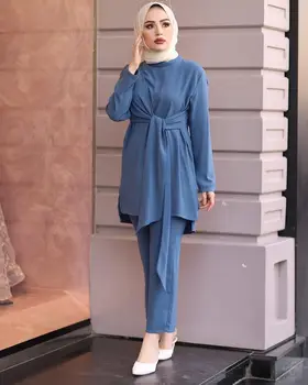 Eid-To Stykke Muslimske Sætter Kvinder I Abaya Tyrkiet Hijab Kjole Kaftan Marokkanske Kaftan Islam Tøj Abayas Musulman Ensembler Ramadan