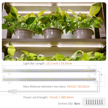 Phytolamp For Planter Timer 3200K Vokse Lys Strips Phyto-Lampe LED-Barer Til Indendørs Blomster, Planter Power Adapter Kit Hydroponiske