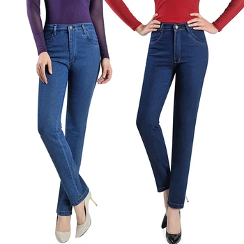 Grundlæggende Høj Talje Jeans Kvinder, Mødre Jeans Denim Bukser Efterår Og Vinter 2020 Damer Vintage Blå Plus Size Jeans Bukser Koreanske Bukser