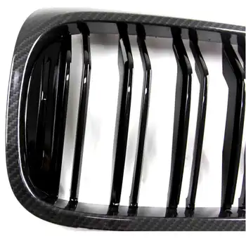 Forreste Kofanger Grill Til BMW 5Series G30 G31 G38 530i 540i 2017-2018 ABS Dual Linje Carbon Black Udskiftning Foran Nyre Gitter