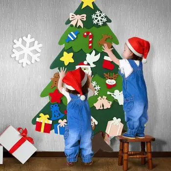 Juletræ DIY Håndlavet Følte, nytår Gaver Børn Legetøj Kunstig Træ Væg Hængende Ornamenter Jul til boligindretning