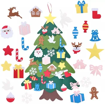 Juletræ DIY Håndlavet Følte, nytår Gaver Børn Legetøj Kunstig Træ Væg Hængende Ornamenter Jul til boligindretning