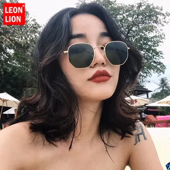 LeonLion Metal Ramme Brand Designer Solbriller Kvinder Vintage Reflekterende Briller Til Mænd Spejl Klassiske Lille Ansigt Briller