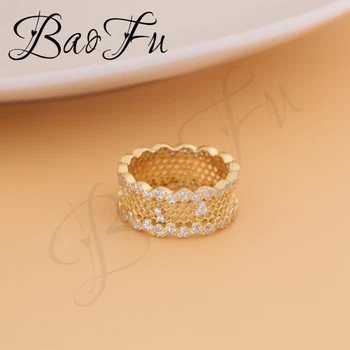 BaoFu Nye 925 Sterling Sølv Ring Bee Serie Honeycomb Hule Kvinder Vielsesring Gave Høj Smykker