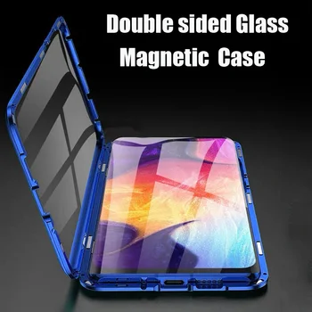 Magnetisk Metal Flip taske Til samsung galaxy a51 SM a515F en 51 Dobbelt side hærdet Glas cover Til samsung a51 tilfælde coque Fundas