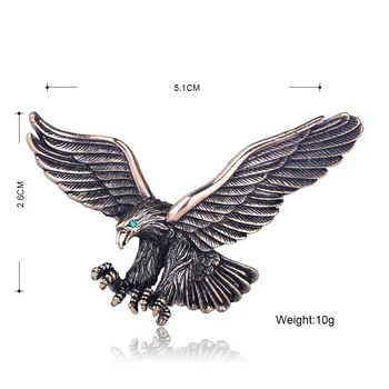 Funmor Levende Vintage Eagle Fugle Krystal Brocher Antik Sølv Farve Dyr Corsage Kvinder Mænd Tøj, Hat, Badge Tilbehør