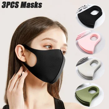 3 STK Mode Svamp ansigtsmaske Genanvendelige Vaskbar 3D Munden Dække Maske Sort Hvid Voksne