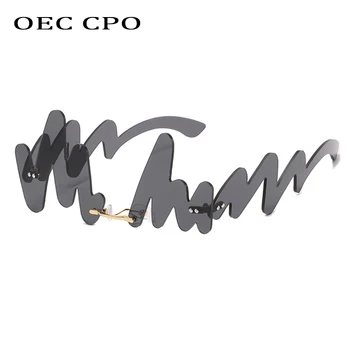 OEC CPO Nye Personlighed Uindfattede Solbriller Kvinder Steampunk Mode Solbriller Kvindelige Bølge Briller UV400 Oculos O714