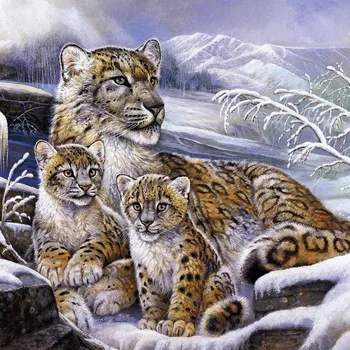 Diamant Maleri Snow Leopard 5d Diy Mosaik Fuld Pladsen Runde Øvelsen Af Rhinestone Diamant Daimond Broderi Billeder Salg
