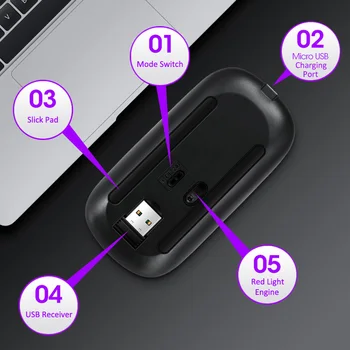 Hotsell Q20 Bluetooth Mus Genopladelige Trådløse Mus Bærbare Ultra Tynde Optiske Mus 1600DPI Tavs Klik for Macbook ' en/Laptop