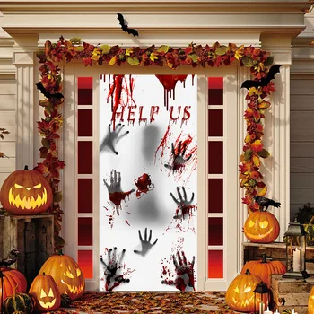 Halloween Gardin 30*60in Døren Dække Gardinerne Tabel Indretning Hjælp Os med Blodige Hænder til Halloween Dekorationer Tema Indretning
