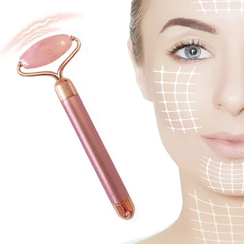 Elektrisk Jade Roller Slankende Ansigt Massage Løfte Vibrerende Naturlige Rosa Kvarts Jade Rulle Sten Facial Skønhed Værktøj