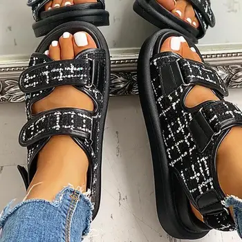 Ny 2020-Kvinder ' s Sommer Sandaler, sko-kvinde Romerske Kvinder er Åben Tå Sko Rhinestones damer Flade Sko Komfortable Beach Sandaler