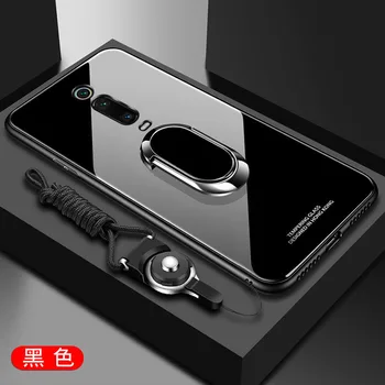 For Xiaomi Redmi K20 Pro Tilfælde Luksus Hårdt Hærdet Glas Med fod Ring Magnet Beskyttende bagcover Tilfældet for xiaomi MI 9T Pro
