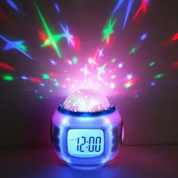 LED Digital Vækkeur Udsæt Stjerneklar Stjernede Glødende Vækkeur Til Børn, Baby Værelse Kalender Termometer Nat Lys Projektor