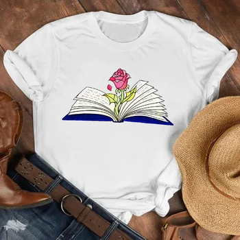 Kvinder Lady Bog Kærlighed Blomst Blomster Mode 90'erne Udskrivning Shirt Tøj, t-shirt Tee Dame Top Kvindelige Print T-Grafisk T-shirt
