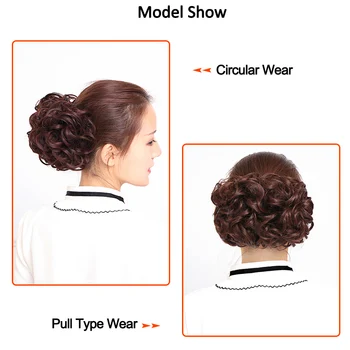 DIANQI Syntetiske frisurer for kvinder klip i hair extension updo scrunchy rodet curly hair bun chignon