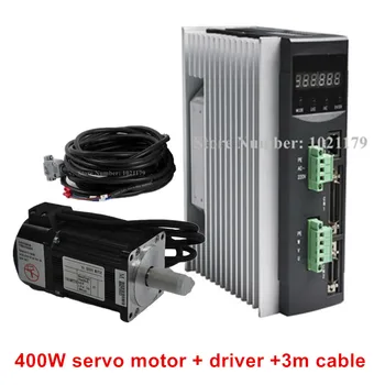AC220V 400W-750W CNC Servo Motor Driver + 1.3 N. m 2,5 A 60mm AC Servo Motor 400W + 3 Mete Kabel for CNC
