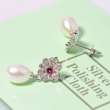 YIKALAISI 925 Sterling Sølv Natural ferskvandsperle Mode Øreringe, Smykker Til Kvinder 8-9mm Drop Form Pearl 4 Farve