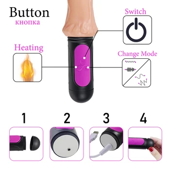 FLXUR 10-Mode Realistisk Dildo Vibrator Sex Legetøj Til Kvinder Fleksible Bløde Varme Penis, Klitoris Stimulator Masturbator Sex Produkt