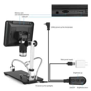 Nye AD207 7 tommer 3D HD 1080P Digital Mikroskop Lodning Værktøj til Telefon/PCB/SMD-Reparation med Billede, Rotere Funktion