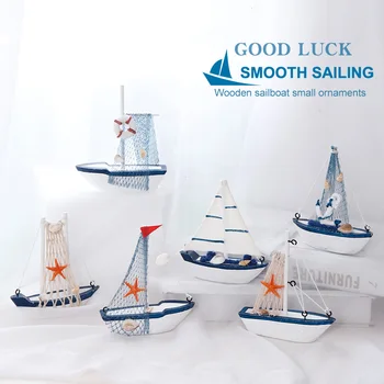 Hot salg! Marine Nautiske Kreative Sejlbåd Mode Room Decor Figurer Figurer Middelhavs-Stil Skib Lille båd pynt