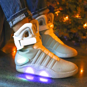 Voksne USB-Opladning Led Lysende Sko Til Mænd Mode Lys Op Afslappet Mænd tilbage til Fremtiden Glødende Sneakers Gratis fragt 10622