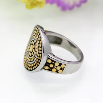 Nye Guld Farve Titanium Stål Runde Cirkulære Stiplede Ring Gratis Fragt Mærke Luksus Ringe Til Kvinder, Mode Smykker
