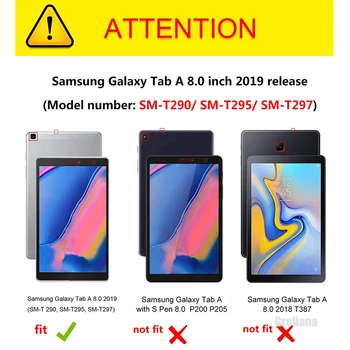 Funda Til Samsung Galaxy Tab Et 8,0 2019 Tilfælde, Ultra Slim PU Læder PC Hårdt Tilbage Står Cover til Samsung T290 T295 SMT290 SMT295
