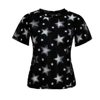 SAGACE nye Mode t-shirts Dame Damer Sommeren Korte Ærmer Stjerne Print Casual Toppe, T-Shirt kvindelige O Hals kortærmet t-shirt