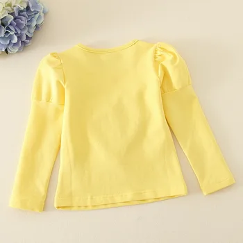 Buksetrold Pige langærmet Casual T-shirt Lace Kids 3D Blomster Bunden Tees Bomuld Baby Prinsesse Pullover Tøj til Piger 0-4 ÅR