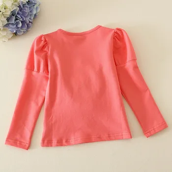 Buksetrold Pige langærmet Casual T-shirt Lace Kids 3D Blomster Bunden Tees Bomuld Baby Prinsesse Pullover Tøj til Piger 0-4 ÅR
